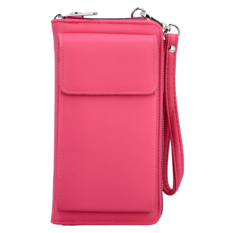 Módní dámská koženková taštička na doklady a mobilní telefon Simon, výrazná růžová Paolo Bags