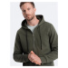 Men's unbuttoned hooded sweatshirt - olive V2 OM-SSZP-22FW-003