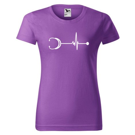DOBRÝ TRIKO Dámské tričko s potiskem Tep stetoskop Barva: Fialová