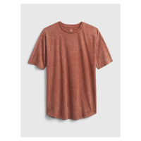 Hnědé klučičí dětské tričko teen curved hem t-shirt GAP