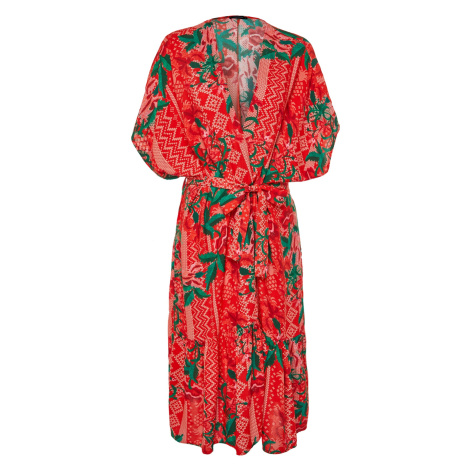 Trendyol Maxi Woven Kimono & Kaftan with Floral Pattern Belt