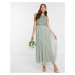 Maya Bridesmaid sleeveless midaxi tulle dress with tonal delicate sequin overlay in sage green