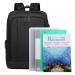 Unisex multifunkční batoh s USB portem KONO Richie - černý - 23L