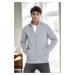 83582 Dewberry Zippered Knitwear Mens Cardigan with Pocket-DARK GREY