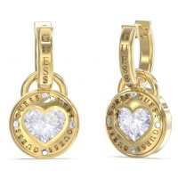 Guess Slušivé pozlacené visací náušnice 2v1 Rolling Hearts JUBE03351JWYGT/U