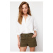 Trendyol Khaki Elastic Waist Cargo Pocket Denim Shorts