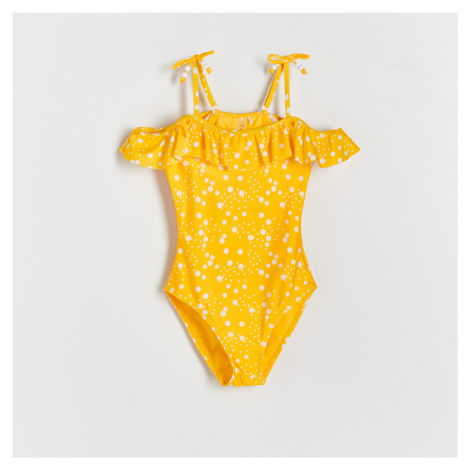 Reserved - Puntíkované jednodílné plavky - Žlutá