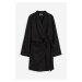 H & M - Zavinovací šaty z lněné směsi - černá