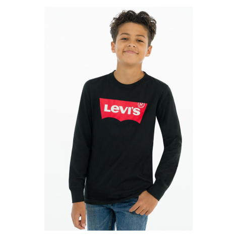 Dětské tričko s dlouhým rukávem Levi's černá barva, s potiskem Levi´s