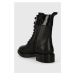 Farmářky Calvin Klein RUBBER SOLE COMBAT BOOT W/HW dámské, černá barva, na plochém podpatku, HW0