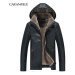 Zimná kožená bunda classic zateplená s kapucňou