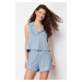 Trendyol Blue Piping Viscose Knitted Pajamas Set