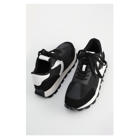 Marjin Men's Sneaker Thick Sole Lace Up Sports Shoes Edva Black