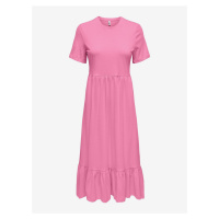 Růžové dámské basic midi šaty ONLY May