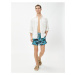 Koton Marine Shorts with a Palm Printed Tie Waist, Pocket