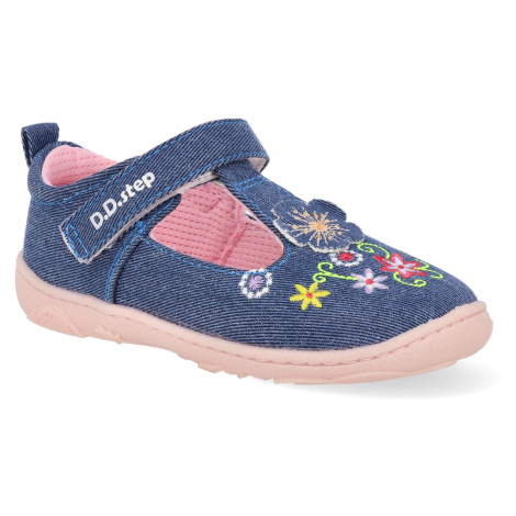 Barefoot dětské plátěné sandály D.D.step - C077-41418 modré