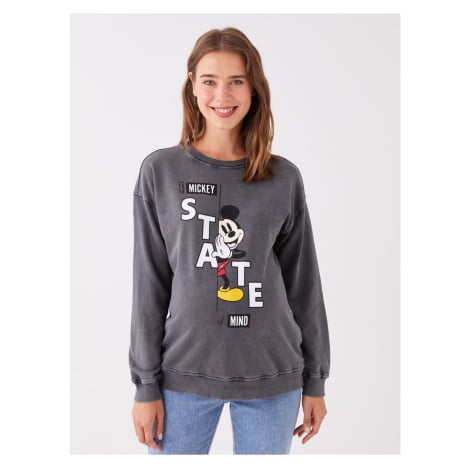 LC Waikiki Crew Neck Mickey Mouse Printed Long Sleeve Maternity Sweatshirt