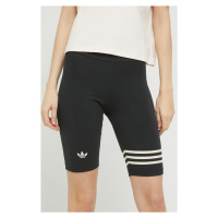 Kraťasy adidas Originals dámské, černá barva, s potiskem, high waist