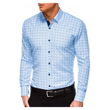 Ombre Clothing Pánská elegantní košile s dlouhým rukávem Juelz světle modrá K314