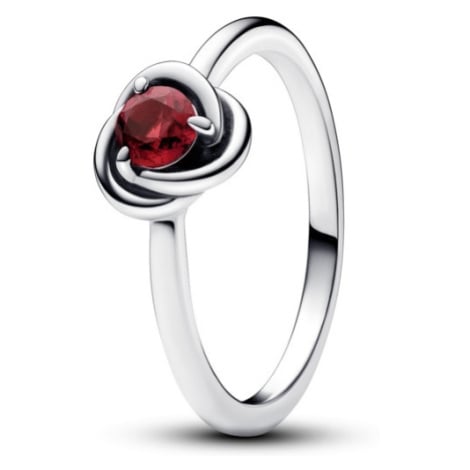 Pandora Stříbrný prsten s červeným krystalem Červencový kámen věčnosti 192993C07