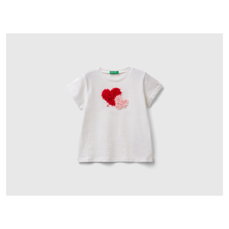 Benetton, T-shirt With Petal Effect Applique United Colors of Benetton