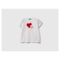 Benetton, T-shirt With Petal Effect Applique