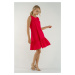 armonika Women's Red Sleeveless Skirt Ruffled Dress