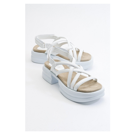 LuviShoes Senza dámské bílé sandály z pravé kůže