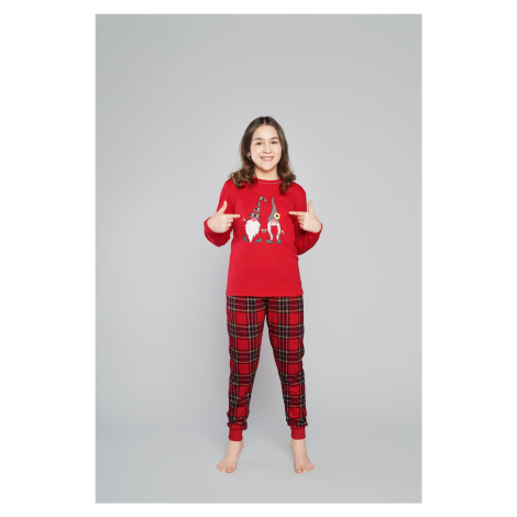 Santa pyžamo pro dívky, dlouhý rukáv, dlouhé kalhoty - červená/potisk Italian Fashion