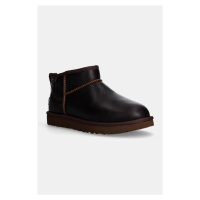 Kožené sněhule UGG Classic Ultra Mini Lthr Regen hnědá barva, 1163490-IWD