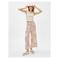 Koton Wide Leg Trousers Ethnic Patterned Viscose Elastic Waist