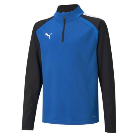 Puma TEAMLIGA 1/4 ZIP TOP JR Dětská fotbalová mikina, modrá, velikost