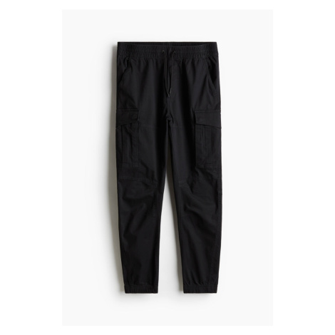 H & M - Kalhoty jogger cargo - černá H&M
