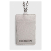 Pouzdro na karty Love Moschino stříbrná barva