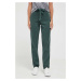 Kalhoty Medicine dámské, zelená barva, střih chinos, medium waist