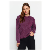 Trendyol Violet Antiqued/Faded Effect Thicker Fleece Inside Oversized/Wide Knitted Sweatshirt