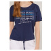 Monnari Trička Dámské tričko s nápisy Navy Blue