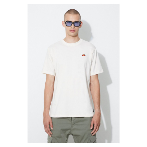 Bavlněné tričko Ellesse béžová barva, s potiskem, SHR17785-WHITE