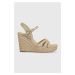 Sandály Tommy Hilfiger ESSENTIAL BASIC WEDGE SANDAL dámské, béžová barva, na klínku, FW0FW07220