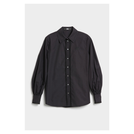 Košile karl lagerfeld decorative trim poplin shirt černá