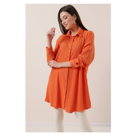 By Saygı Front Buttoned Seeer Tunic Orange