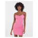 Bershka strappy mesh bodycon dress with ruching in pink