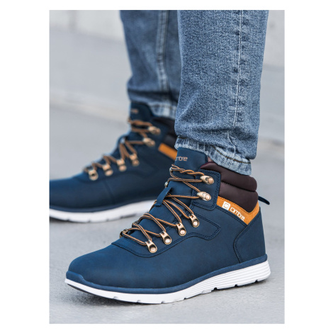 Modré pánské zimní boty pohorky Ombre Clothing T312