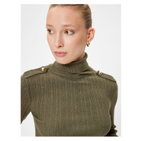 Koton Turtleneck Knitwear Sweater with Epaulette Detail Long Sleeve