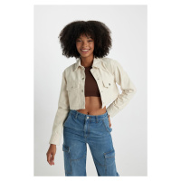 DEFACTO Oversize Fit Crop Gabardine Shirt Jacket