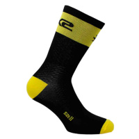 SIX2 Cyklistické ponožky klasické - SHORT LOGO - žlutá/černá