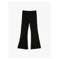 Koton Basic Flared Trousers with Elastic Waist and Ribbed