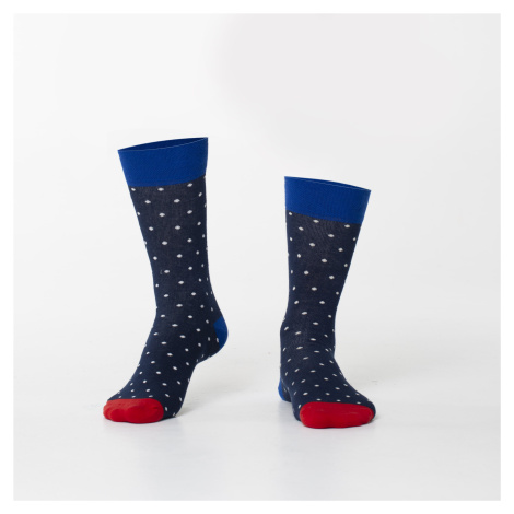 Pánské tmavě modré puntíkované ponožky FASARDI