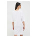 Bavlněné šaty Armani Exchange bílá barva, mini, oversize