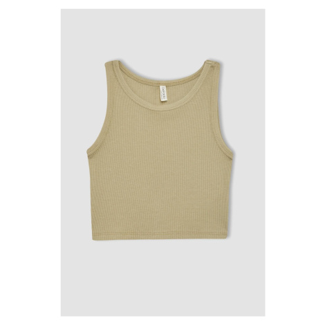 DEFACTO Girl's Crew Neck Basic Tank Top